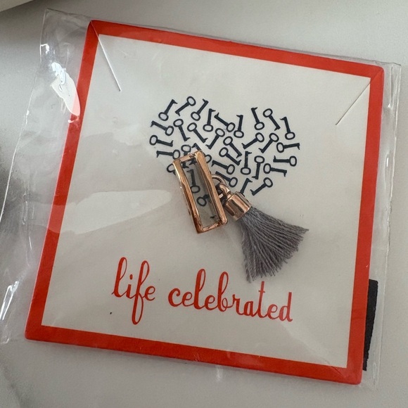 NWT Keep Collective Gray Tassel- rose gold Charm - Picture 2 of 3